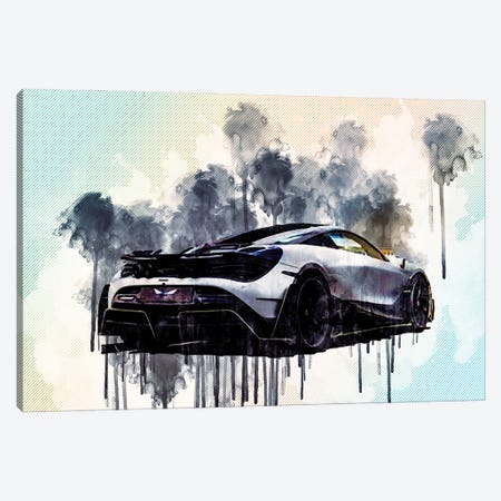 Mclaren 720S Mansory First Edition Hypercar Rear View Exterior Tuning 720S British Sports Cars Canvas Print #SSY129} by Sissy Angelastro Canvas Artwork