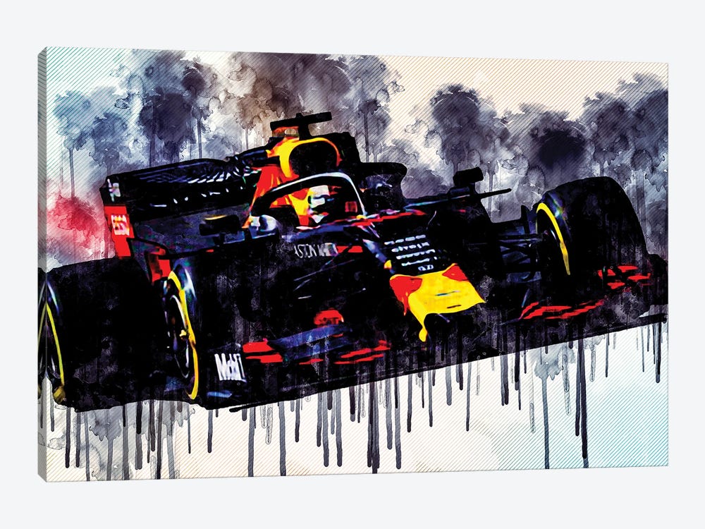 Max Verstappen 2019 Red Bull Rb15 Raceway Formula 1 F1 2019 New Rb15 Cars Red Bull Racing by Sissy Angelastro 1-piece Canvas Wall Art