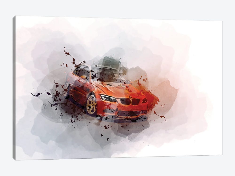 BMW M3 E92 Orange Coupe Tuning by Sissy Angelastro 1-piece Canvas Wall Art