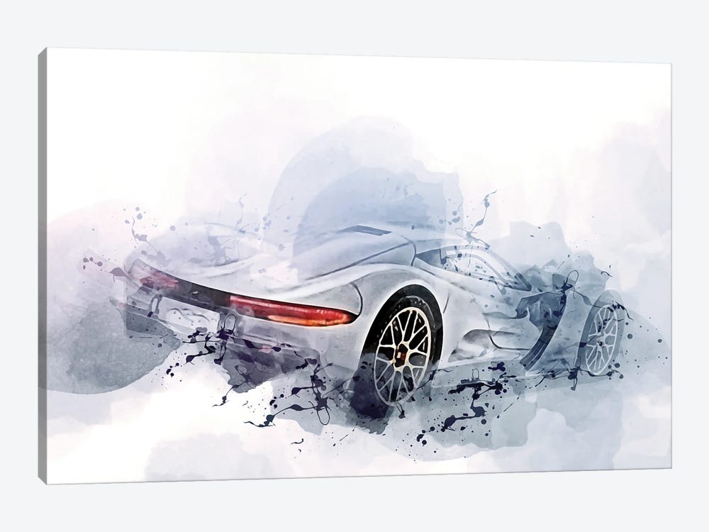 Aspark Owl Exterior All-Electric Sports Car Gray by Sissy Angelastro 1-piece Canvas Art Print