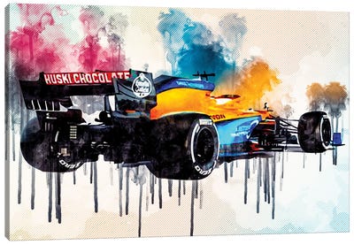 Mclaren Mcl35 Back View 2020 F1 Cars Studio Lando Norris Formula 1 Mclaren F1 Canvas Art Print - Athlete & Coach Art