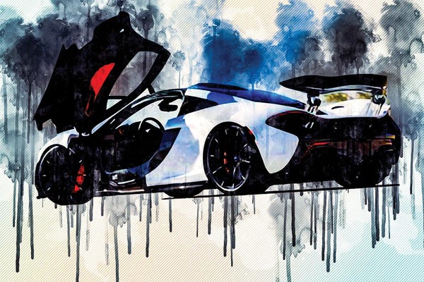 McLaren: Mclaren P1 2020 Rear View Exterior White Supercar Hypercar British Sports Cars by Sissy Angelastro