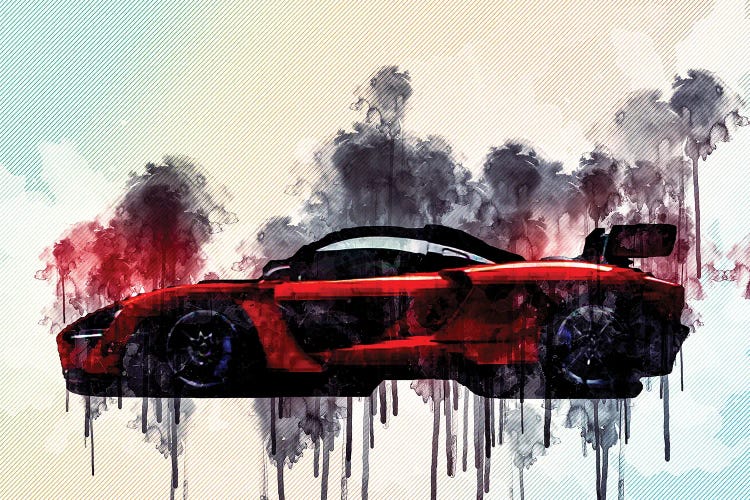 Mclaren Senna 2019 Side View New Supercar Hypercar Red Sports by Sissy Angelastro wall art