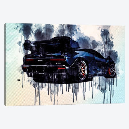 Mclaren Senna 2019 Rear View Hypercar Supercar Canvas Print #SSY139} by Sissy Angelastro Canvas Art Print