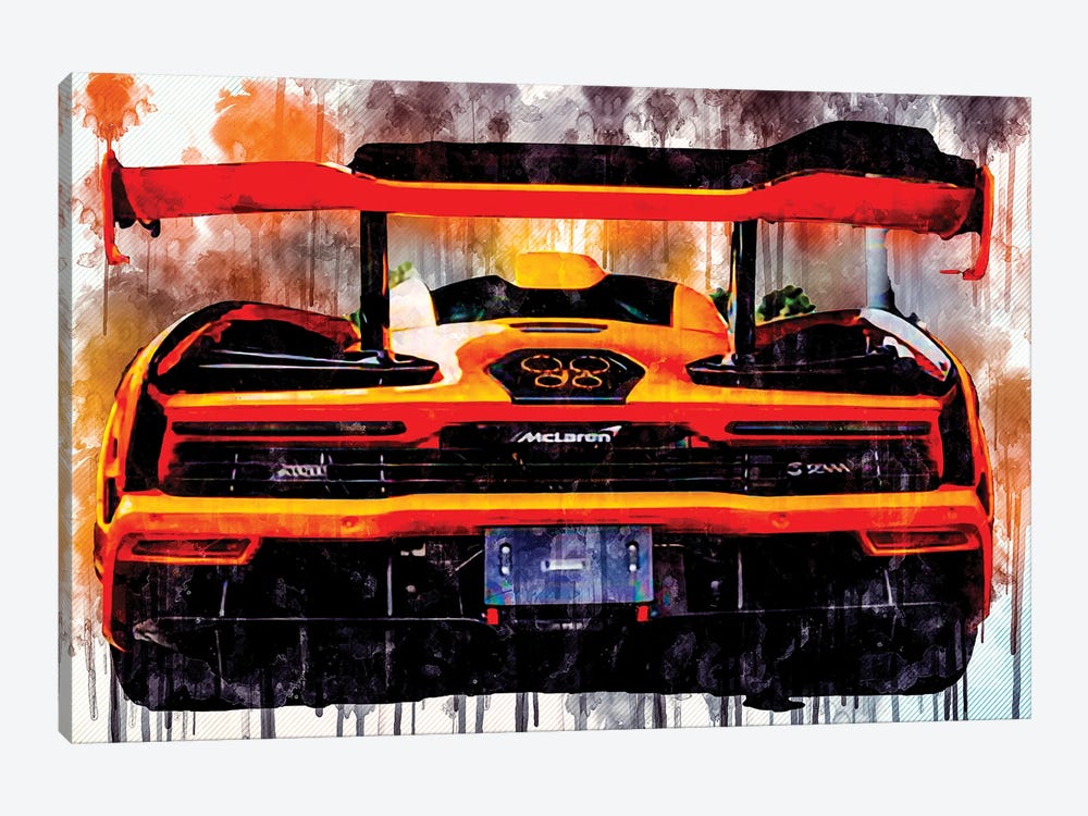 Mclaren Senna Rear View Orange Hypercar Orange Supercar British Sports Cars by Sissy Angelastro 1-piece Canvas Art Print