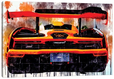 Mclaren Senna Rear View Orange Hypercar Orange Supercar British Sports Cars Canvas Art Print