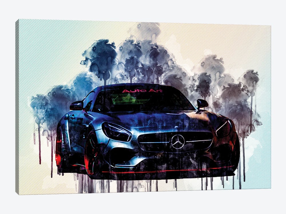 Mercedes Gts Amg 2017 Prior Design Red Black Wheels Tuning German Sports Cars by Sissy Angelastro 1-piece Canvas Wall Art