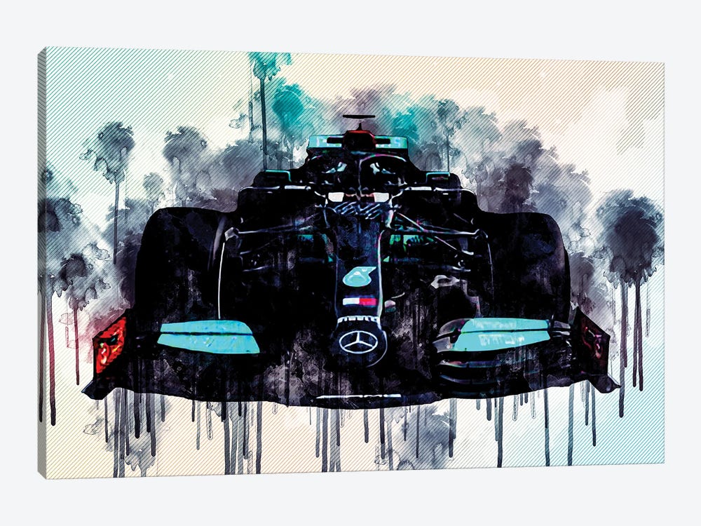 Mercedes-Amg F1 W12 2021 Front View Exterior New W12 F1 2021 Race Cars Formula 1 by Sissy Angelastro 1-piece Canvas Art Print