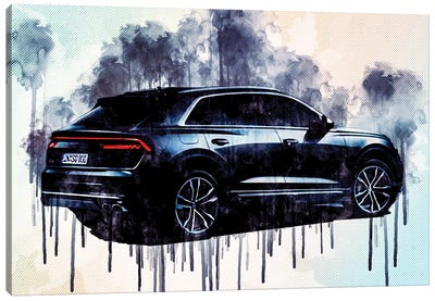 2020 Audi Sq8 Rear View Exterior Gray Suv Canvas Art Print - Sissy Angelastro