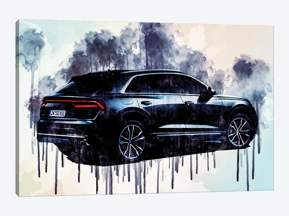 2020 Audi Sq8 Rear View Exterior Gray Suv by Sissy Angelastro 1-piece Canvas Wall Art