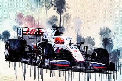 Nikita Mazepin 2021 Haas Vf-21 Haas F1 Team Russian Racing Drivers Formula 1 by Sissy Angelastro framed canvas print