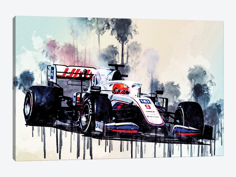 Nikita Mazepin 2021 Haas Vf-21 Haas F1 Team Russian Racing Drivers Formula 1 by Sissy Angelastro 1-piece Canvas Wall Art