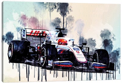 Nikita Mazepin 2021 Haas Vf-21 Haas F1 Team Russian Racing Drivers Formula 1 Canvas Art Print - Auto Racing Art