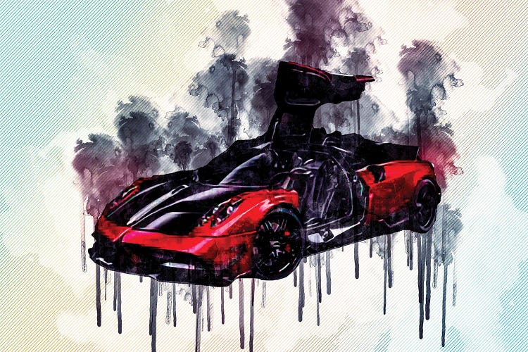 Pagani Huayra Bc Hypercar Black And Red Luxury Sports Cars by Sissy Angelastro wall art