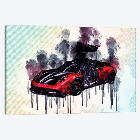 Pagani Huayra Bc Hypercar Black And Red Luxury Sports Cars Canvas Print #SSY154} by Sissy Angelastro Canvas Art