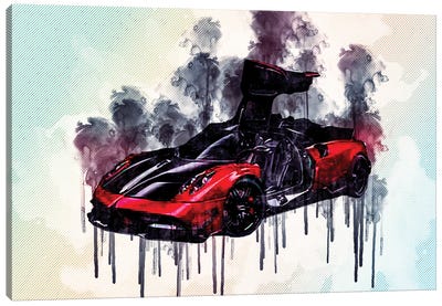 Pagani Huayra Bc Hypercar Black And Red Luxury Sports Cars Canvas Art Print