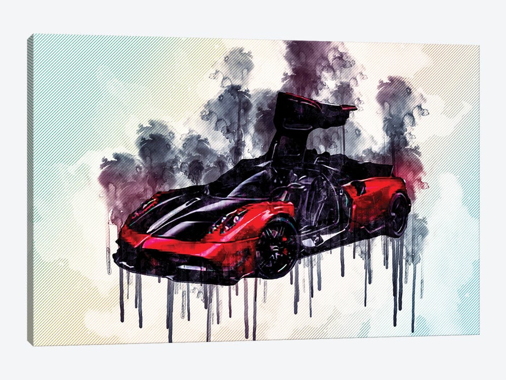 Pagani Huayra Bc Hypercar Black And Red Luxury Sports Cars by Sissy Angelastro 1-piece Canvas Artwork