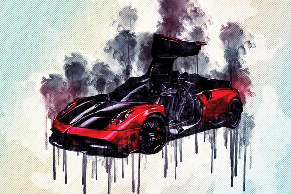 Pagani: Pagani Huayra Bc Hypercar Black And Red Luxury Sports Cars by Sissy Angelastro