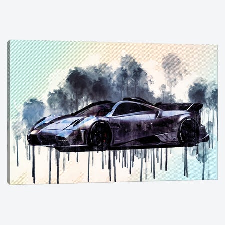 Pagani Imola 2021 Silver Hypercar Front View Exterior New Silver Imola Italian Sports Cars Canvas Print #SSY155} by Sissy Angelastro Canvas Wall Art