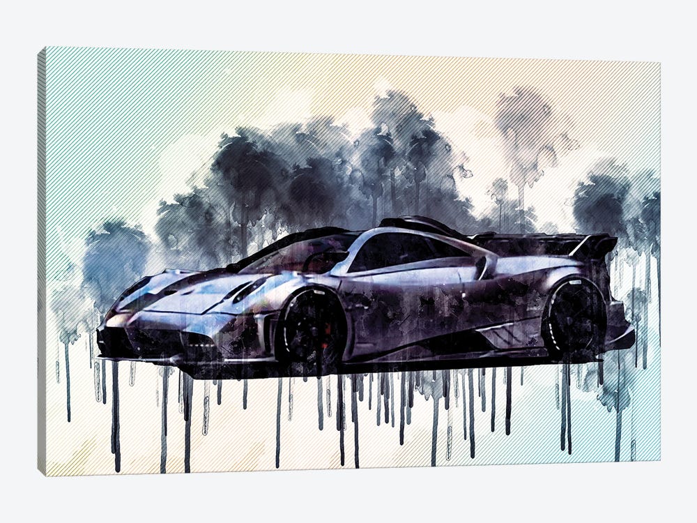 Pagani Imola 2021 Silver Hypercar Front View Exterior New Silver Imola Italian Sports Cars by Sissy Angelastro 1-piece Art Print