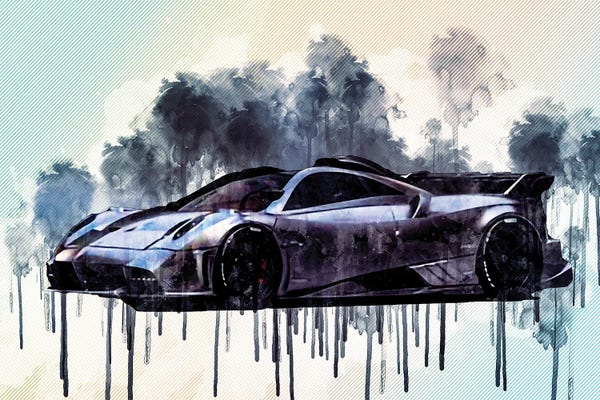 Pagani: Pagani Imola 2021 Silver Hypercar Front View Exterior New Silver Imola Italian Sports Cars by Sissy Angelastro