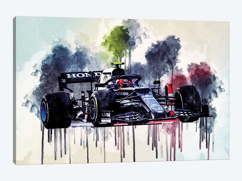 Pierre Gasly Alphatauri At02 2021 F1 Cars Formula 1 Sportscars by Sissy Angelastro 1-piece Canvas Wall Art