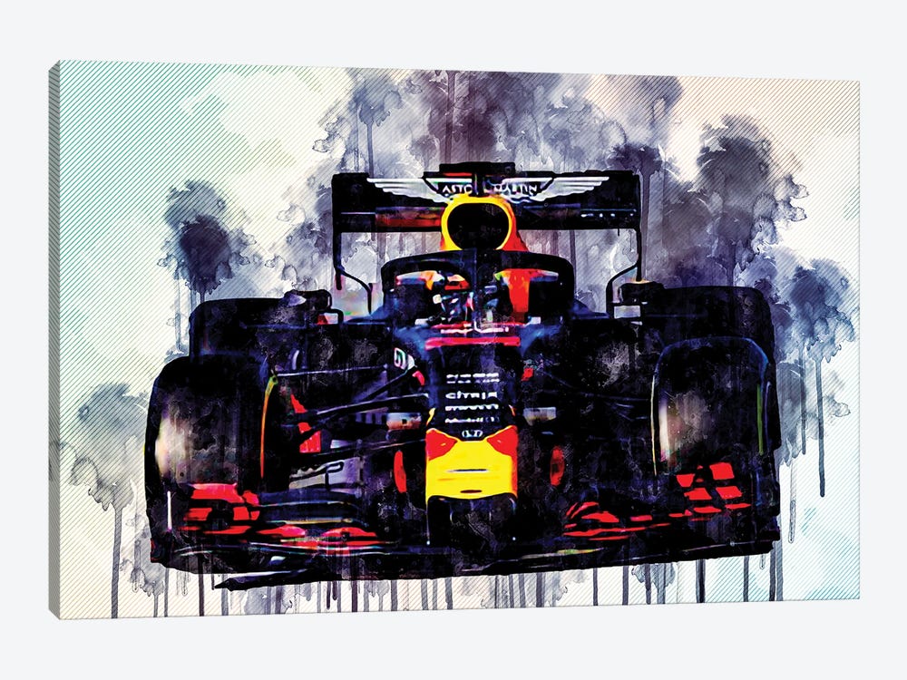 Pierre Gasly Red Bull Rb15 Raceway 2019 F1 Cars Formula 1 Aston Martin Red Bull by Sissy Angelastro 1-piece Canvas Art Print