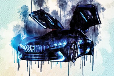 Pininfarina Hk Gt Concept 2018 Gran Turismo Hybrid Kinetic Hypercar Lambo Doors Front View Exterior Sports Car by Sissy Angelastro canvas print