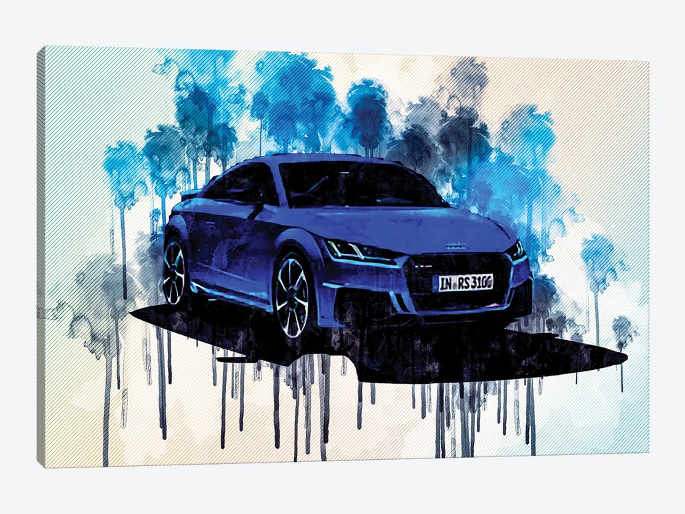 2020 Audi Tt Rs Blue Sports Art Print By Sissy Angelastro | Icanvas