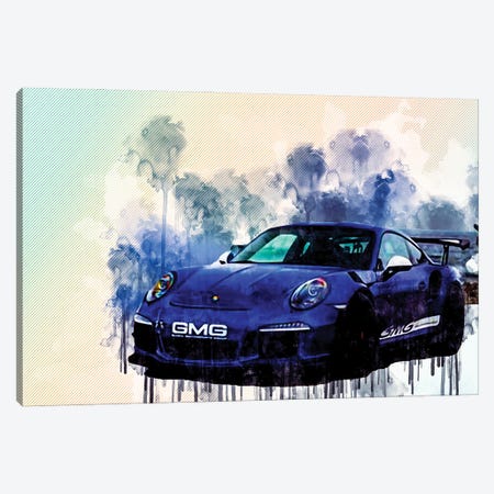 Porsche 911 Gt3Rs Tuning Blue Sports German Sports Cars Canvas Print #SSY160} by Sissy Angelastro Canvas Art