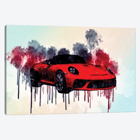 Porsche 911 Speedster Ii Concept 2018 Red Sports Tuning Front View Exterior German Sports Cars Canvas Print #SSY162} by Sissy Angelastro Canvas Wall Art