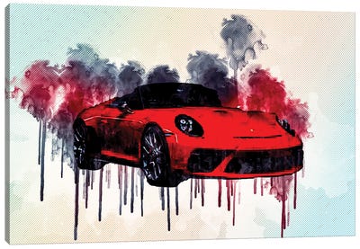 Porsche 911 Speedster Ii Concept 2018 Red Sports Tuning Front View Exterior German Sports Cars Canvas Art Print - Sissy Angelastro