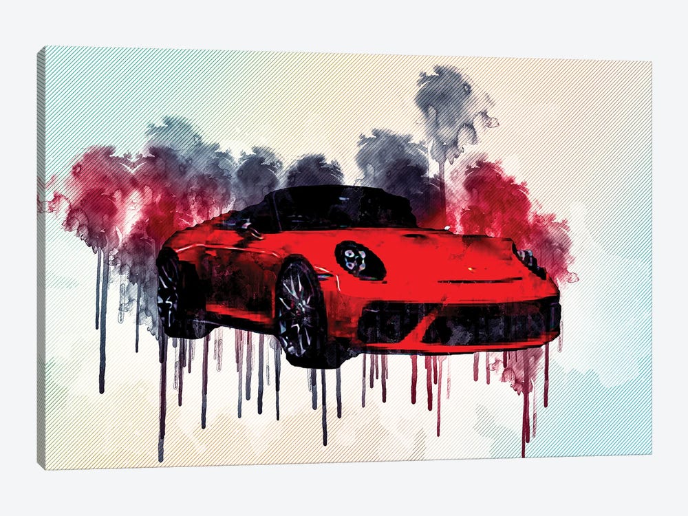 Porsche 911 Speedster Ii Concept 2018 Red Sports Tuning Front View Exterior German Sports Cars by Sissy Angelastro 1-piece Art Print
