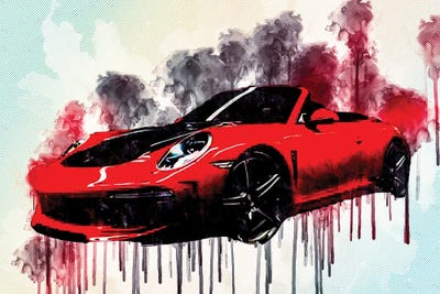 Porsche 991 Carrera Stinger 2018 Red Cabriolet Sports Tuning 911 German Sports Cars by Sissy Angelastro canvas print