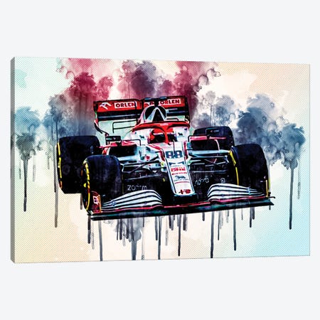Robert Kubica Alfa Romeo Racing C41 On Track Raceway Formula 1 2021 F1 Cars Sportscars Canvas Print #SSY169} by Sissy Angelastro Canvas Wall Art
