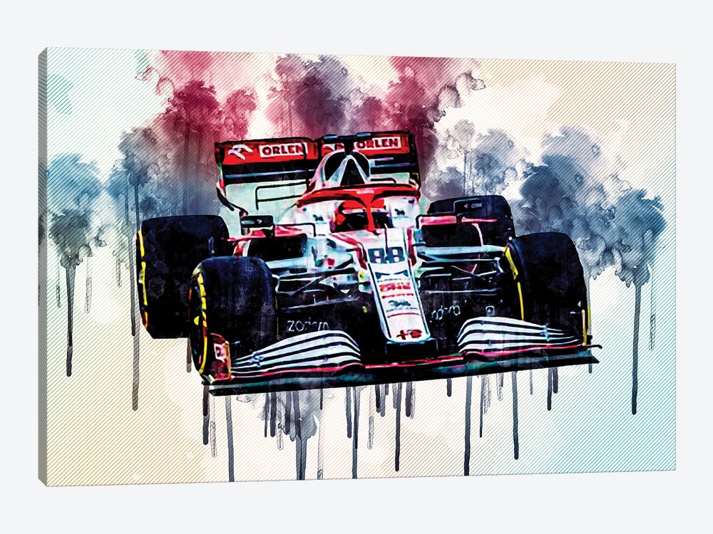 Robert Kubica Alfa Romeo Racing C41 On Track Raceway Formula 1 2021 F1 Cars Sportscars by Sissy Angelastro 1-piece Canvas Artwork