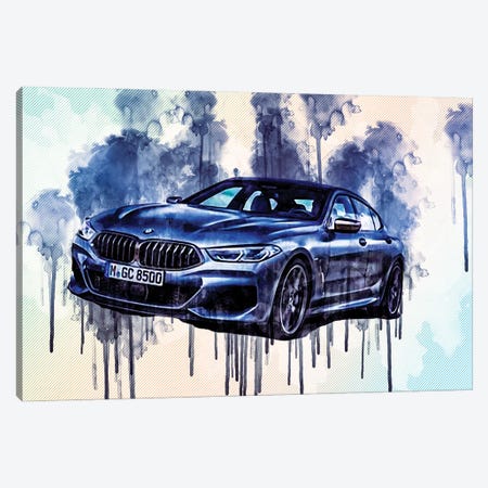 2020 BMW 8-Series Gran Front View Gray Canvas Print #SSY16} by Sissy Angelastro Canvas Art Print