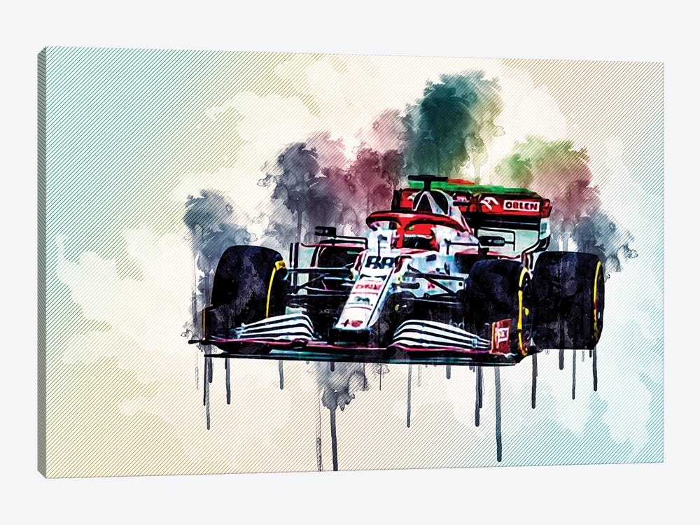 Robert Kubica Raceway Alfa Romeo Racing C41 On Track Formula 1 2021 F1 Cars Sportscars by Sissy Angelastro 1-piece Canvas Art