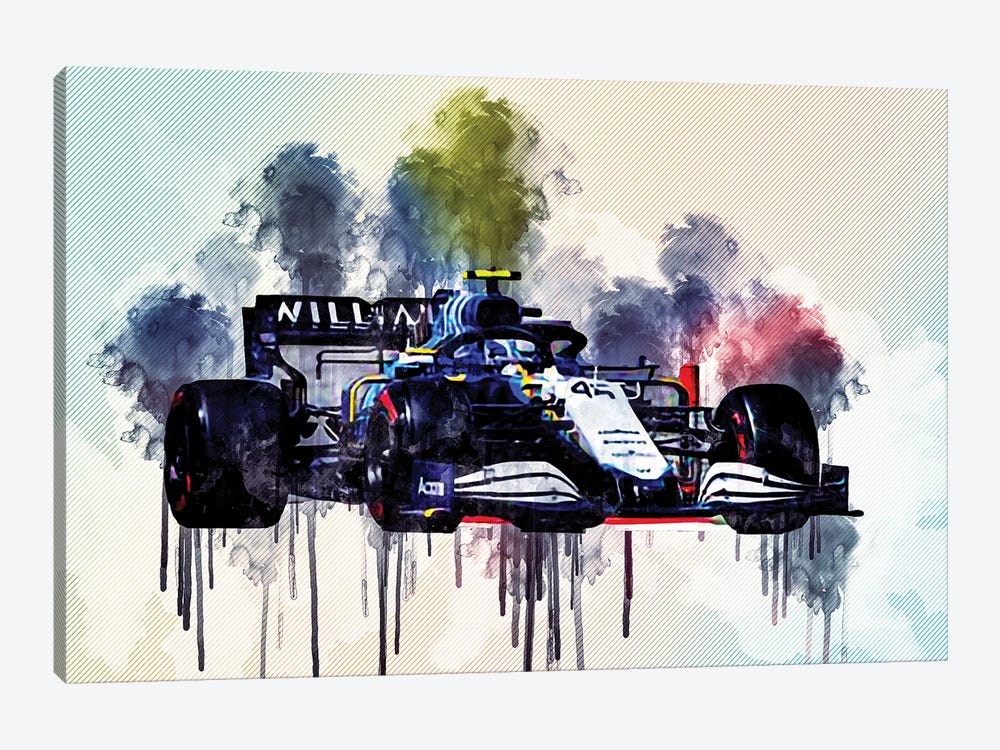 Roy Nissany Williams Fw43B On Track Raceway Formula 1 2021 F1 Cars Sportscars by Sissy Angelastro 1-piece Canvas Print