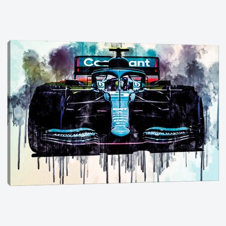 Sebastian Vettel 2021 Aston Martin Amr21 Aston Martin F1 Team German Racing Drivers Formula 1 Canvas Print #SSY172} by Sissy Angelastro Canvas Art Print