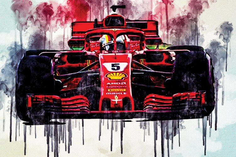 Sebastian Vettel Formula One World Champion Ferrari Sf90 Scuderia Ferrari Race Car F1 German Racer Formula 1 by Sissy Angelastro wall art