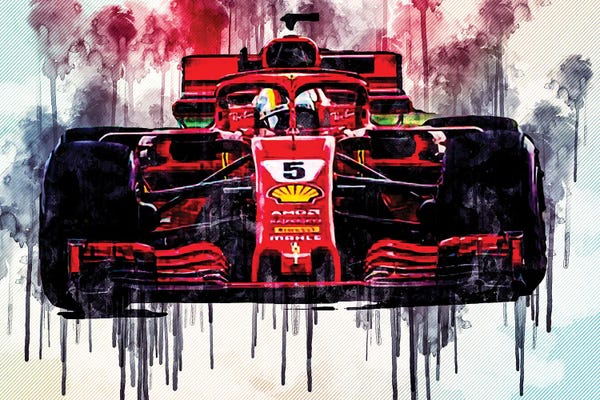 Ferrari: Sebastian Vettel Formula One World Champion Ferrari Sf90 Scuderia Ferrari Race Car F1 German Racer Formula 1 by Sissy Angelastro