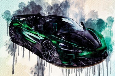 Topcar Mclaren 720S Spider Fury 2020 Hypercar Front View Green Roadster Tuning by Sissy Angelastro metal wall art