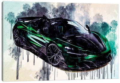 Topcar Mclaren 720S Spider Fury 2020 Hypercar Front View Green Roadster Tuning Canvas Art Print