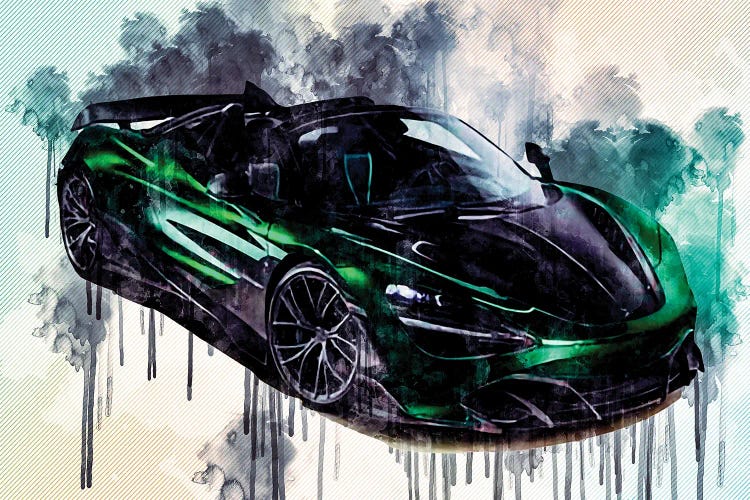 Topcar Mclaren 720S Spider Fury 2020 Hypercar Front View Green Roadster Tuning by Sissy Angelastro wall art