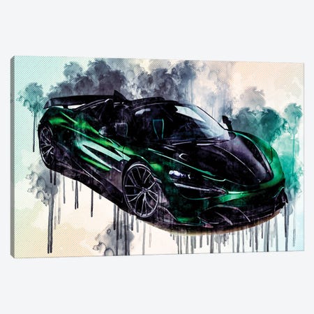Topcar Mclaren 720S Spider Fury 2020 Hypercar Front View Green Roadster Tuning Canvas Print #SSY175} by Sissy Angelastro Canvas Wall Art