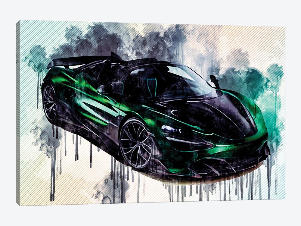 Topcar Mclaren 720S Spider Fury 2020 Hypercar Front View Green Roadster Tuning by Sissy Angelastro 1-piece Canvas Art Print