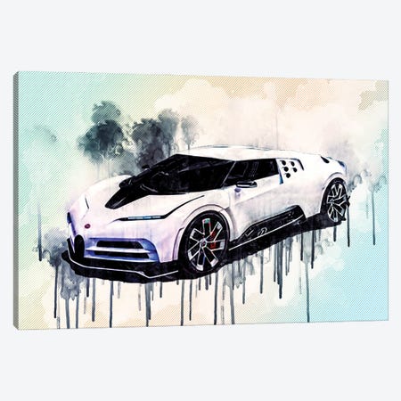 2020 Bugatti Centodieci Front View Exterior Hypercar Canvas Print #SSY17} by Sissy Angelastro Art Print