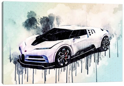 2020 Bugatti Centodieci Front View Exterior Hypercar Canvas Art Print - Sissy Angelastro