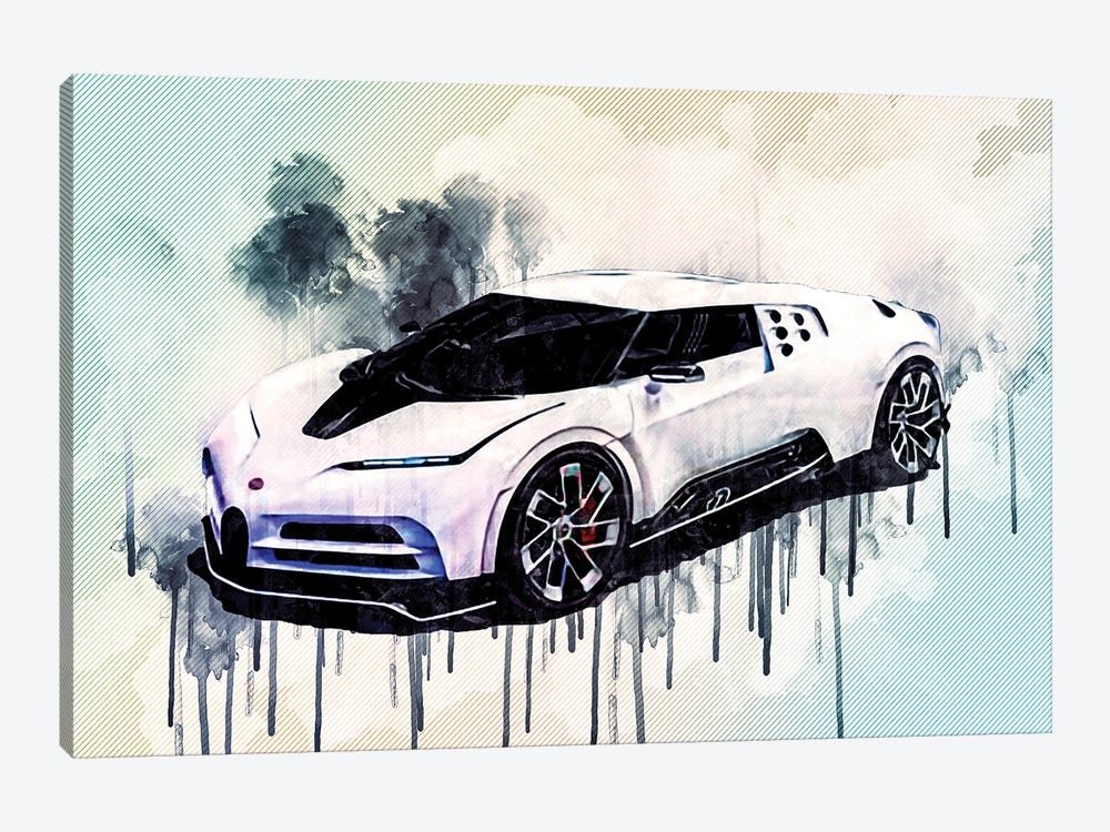 2020 Bugatti Centodieci Front View Exterior Hypercar by Sissy Angelastro 1-piece Canvas Art Print